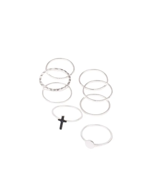 Silver Tone Cross And Disc Metal Ring Set - Small sold by Collete Hayman