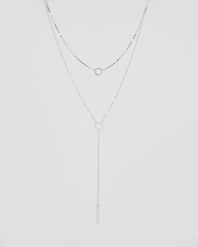Silver Circle Choker and Lariat Fine Necklace sold by Collete Hayman