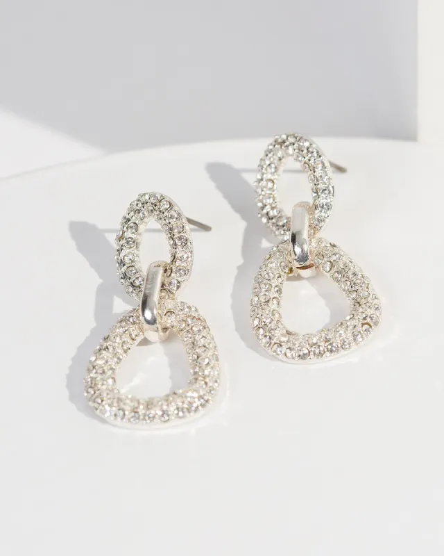 Silver Irregular Pave Drop Earrings sold by Collete Hayman