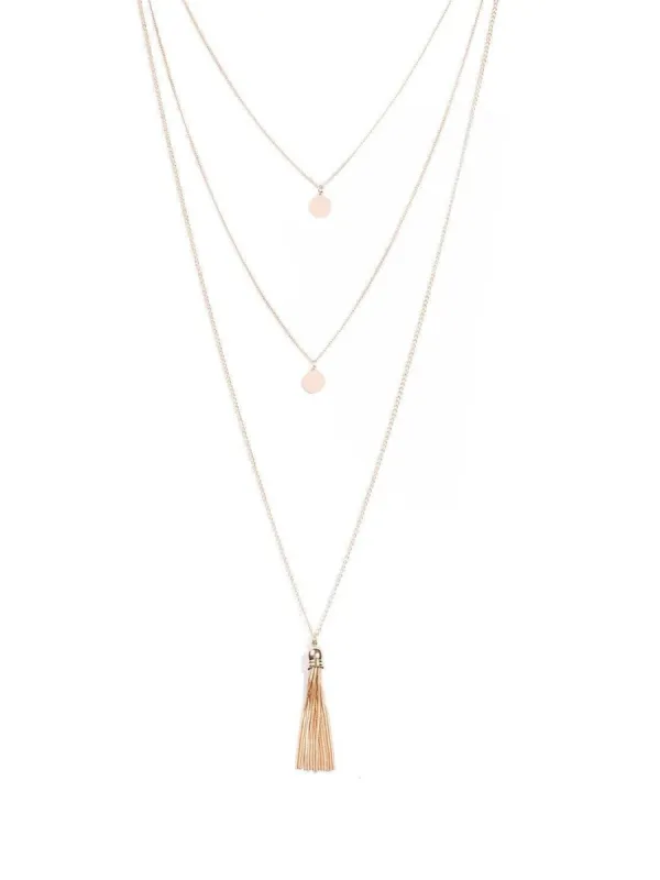 Disc Tassel 3 Row Necklace sold by Collete Hayman