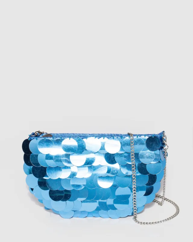 Blue Ari Sequin Crossbody Clutch Bag sold by Collete Hayman