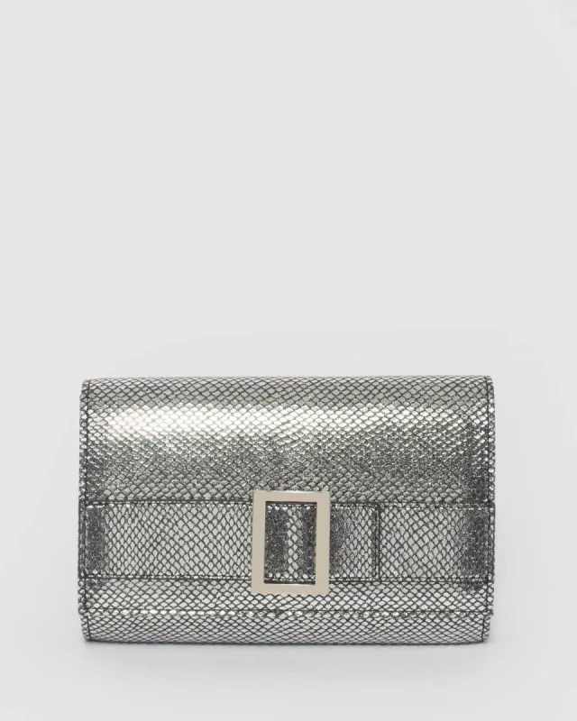 Silver Eve Buckle Clutch Bag sold by Collete Hayman