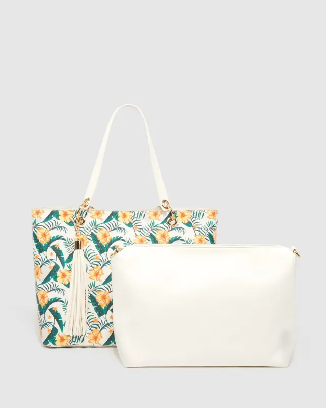Print Posie Tassel Tote Bag sold by Collete Hayman