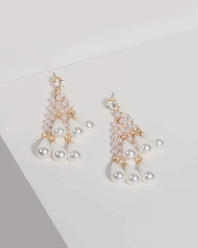 Rose Gold Tassel Pearl Drop Earrings sold by Collete Hayman