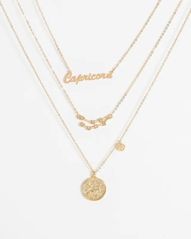 Gold Capricorn Zodiac Necklace sold by Collete Hayman