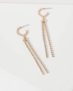 Gold  Ball Bead And Crystal Drop Earrings sold by Collete Hayman