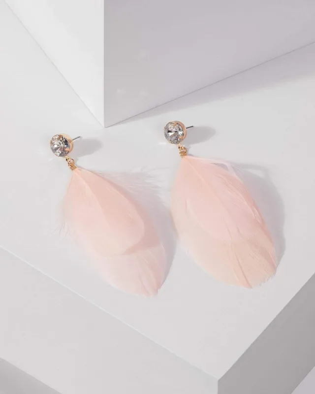 Pink Feather Drop Earring sold by Collete Hayman