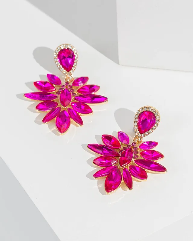 Pink Crystal Cluster Drop Earrings sold by Collete Hayman