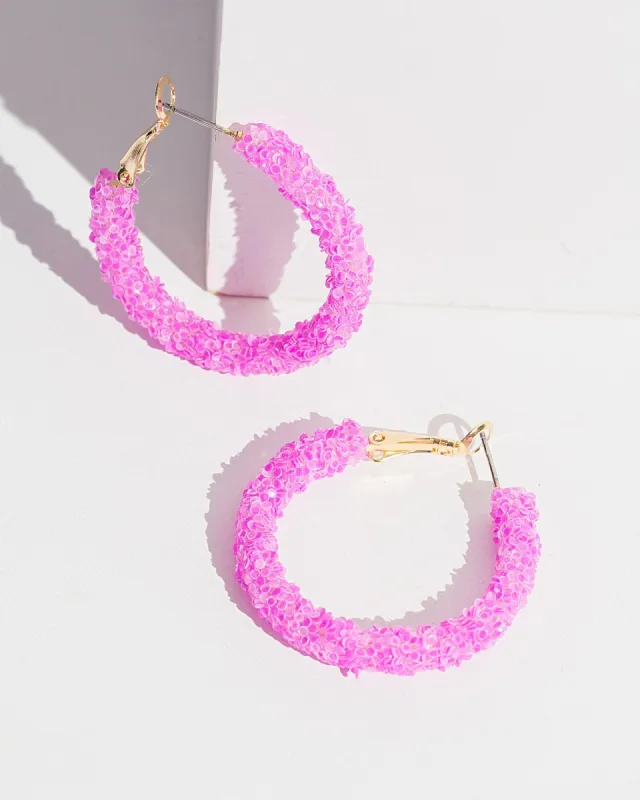 Purple Glow In The Dark Hoop Earrings made by Collete Hayman
