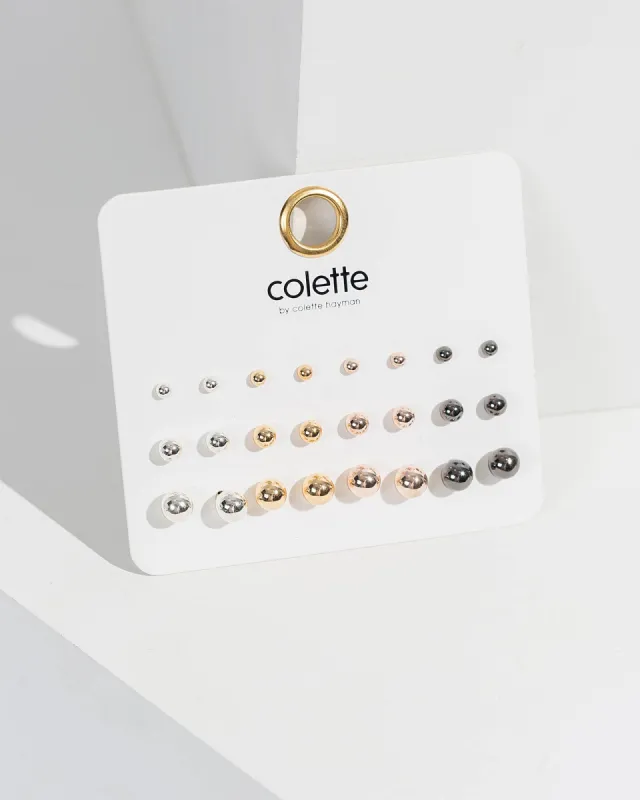 Multi Colour Mixed Pack Ball Stud Earrings sold by Collete Hayman