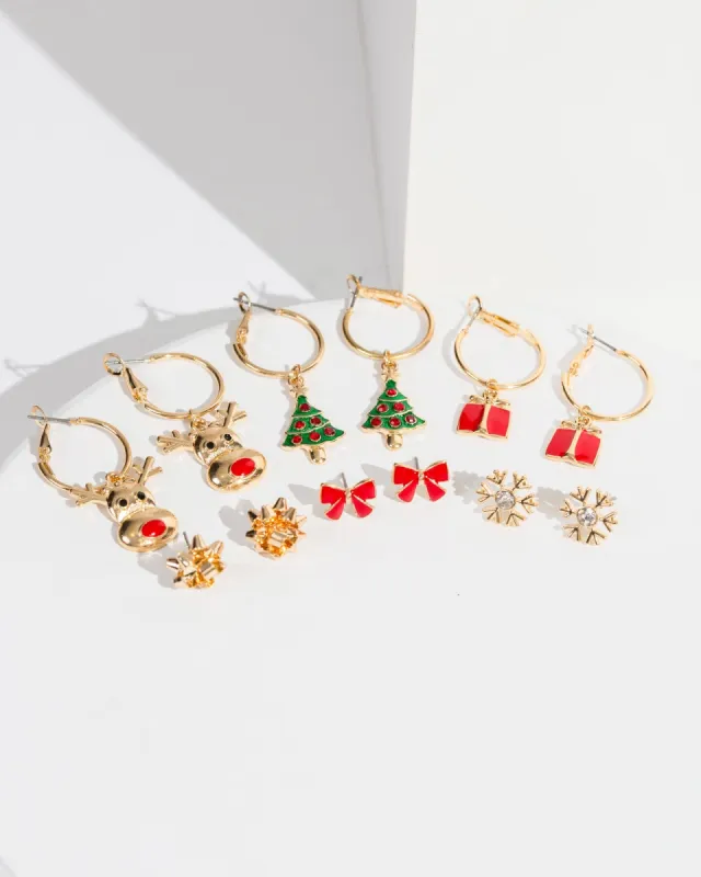 Multi Colour Christmas Stud And Hoop Earring Pack sold by Collete Hayman