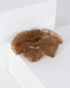 Brown Large Plain Organza Scrunchie sold by Collete Hayman