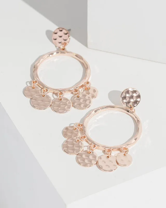 Rose Gold Disc Pendant Drop Earrings sold by Collete Hayman