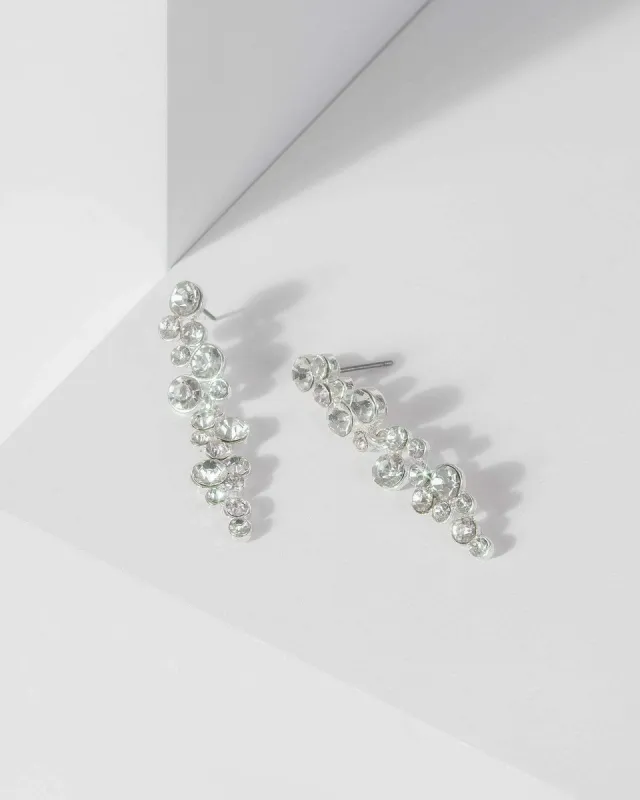 Silver Cubic Zirconia Crystal Encrusted Drop Earrings sold by Collete Hayman