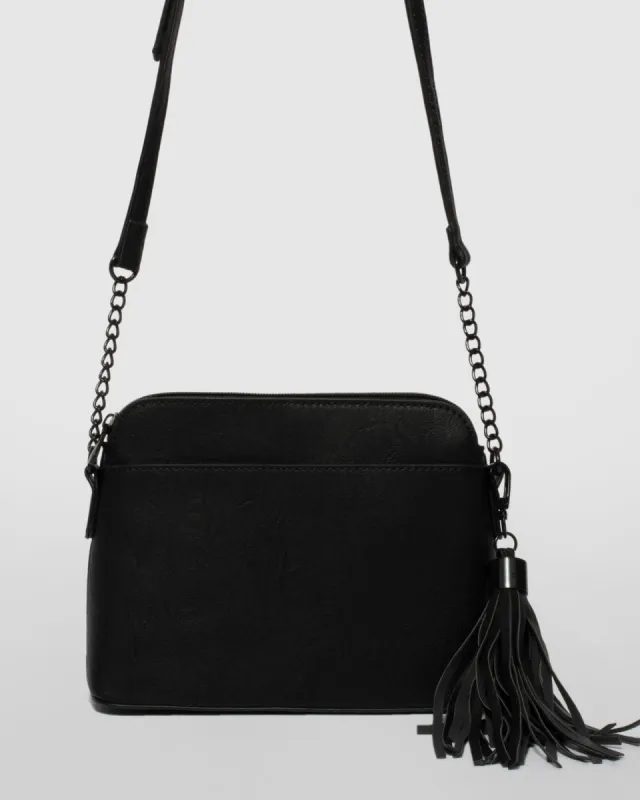 Black Karen Tassel Crossbody Bag sold by Collete Hayman