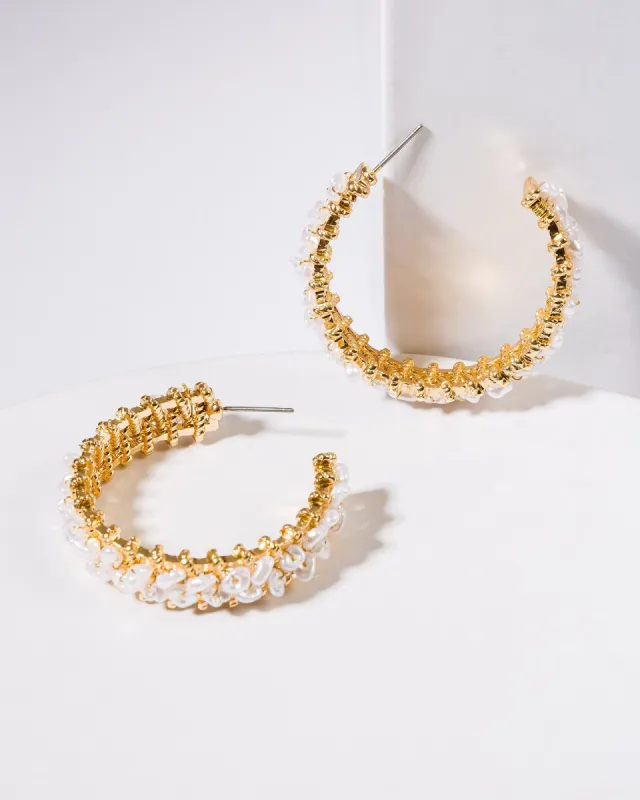 White Pearl Cluster Around Hoop Earrings sold by Collete Hayman