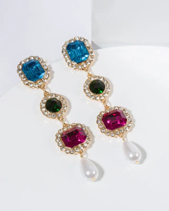 Multi Colour Framed Heart Drop Earrings sold by Collete Hayman