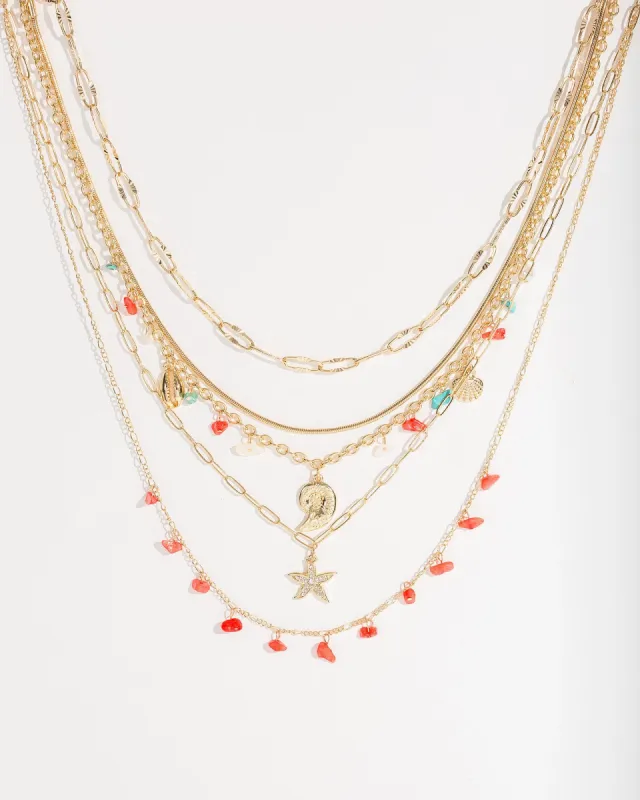 Orange Starfish Layered Necklace sold by Collete Hayman