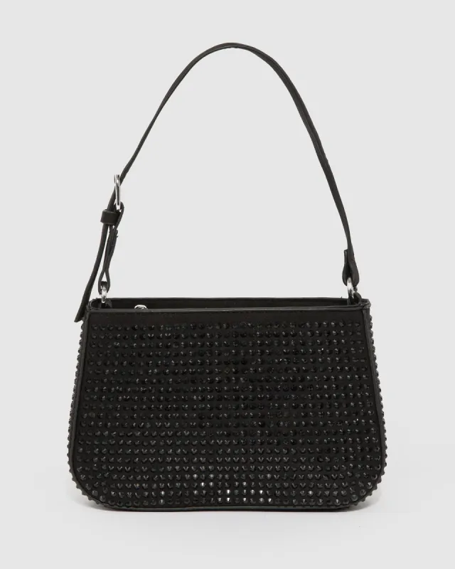 Black Camila Crystal Shoulder Bag sold by Collete Hayman