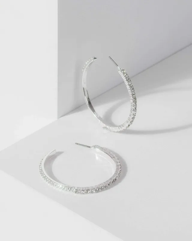 Silver Thin Diamante Hoop Earrings sold by Collete Hayman