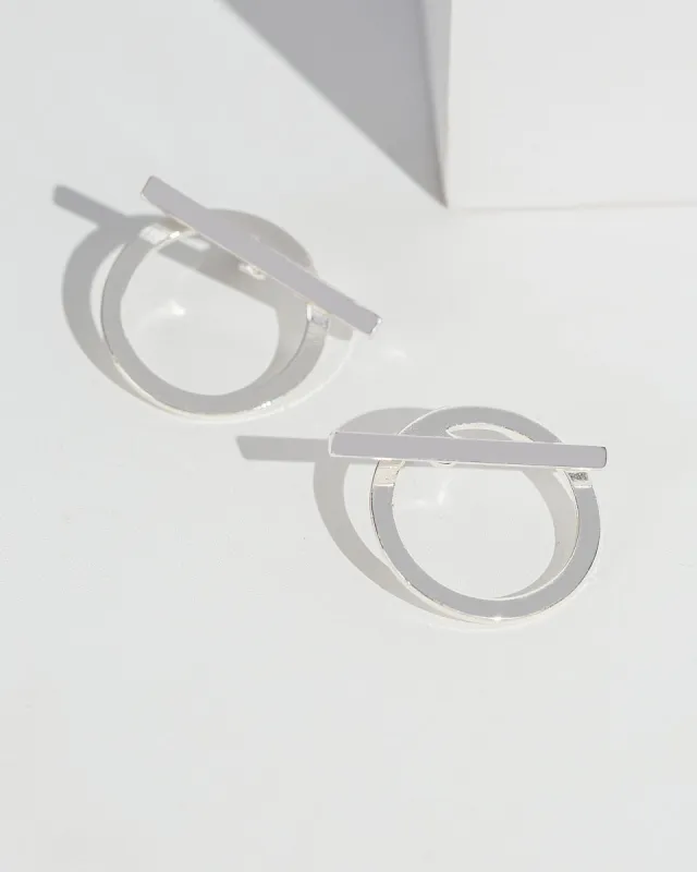 Silver Circle Bar Front Back Earrings sold by Collete Hayman