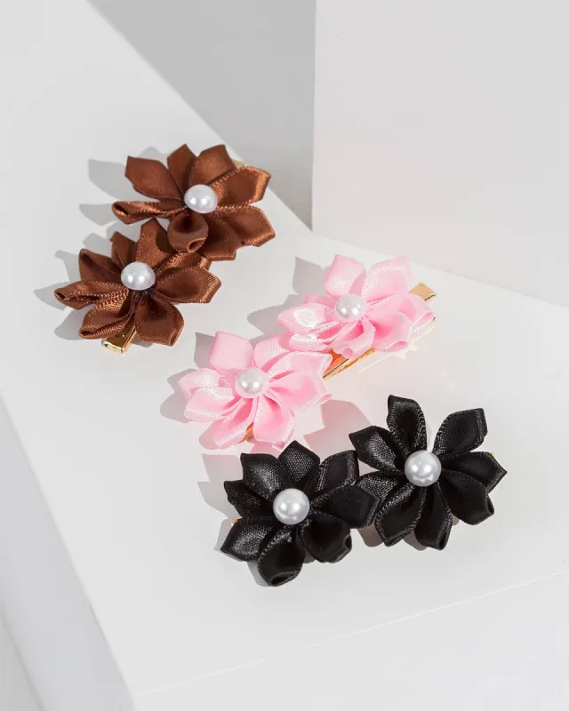 3 Pack Fabric Flower Hair Slides sold by Collete Hayman