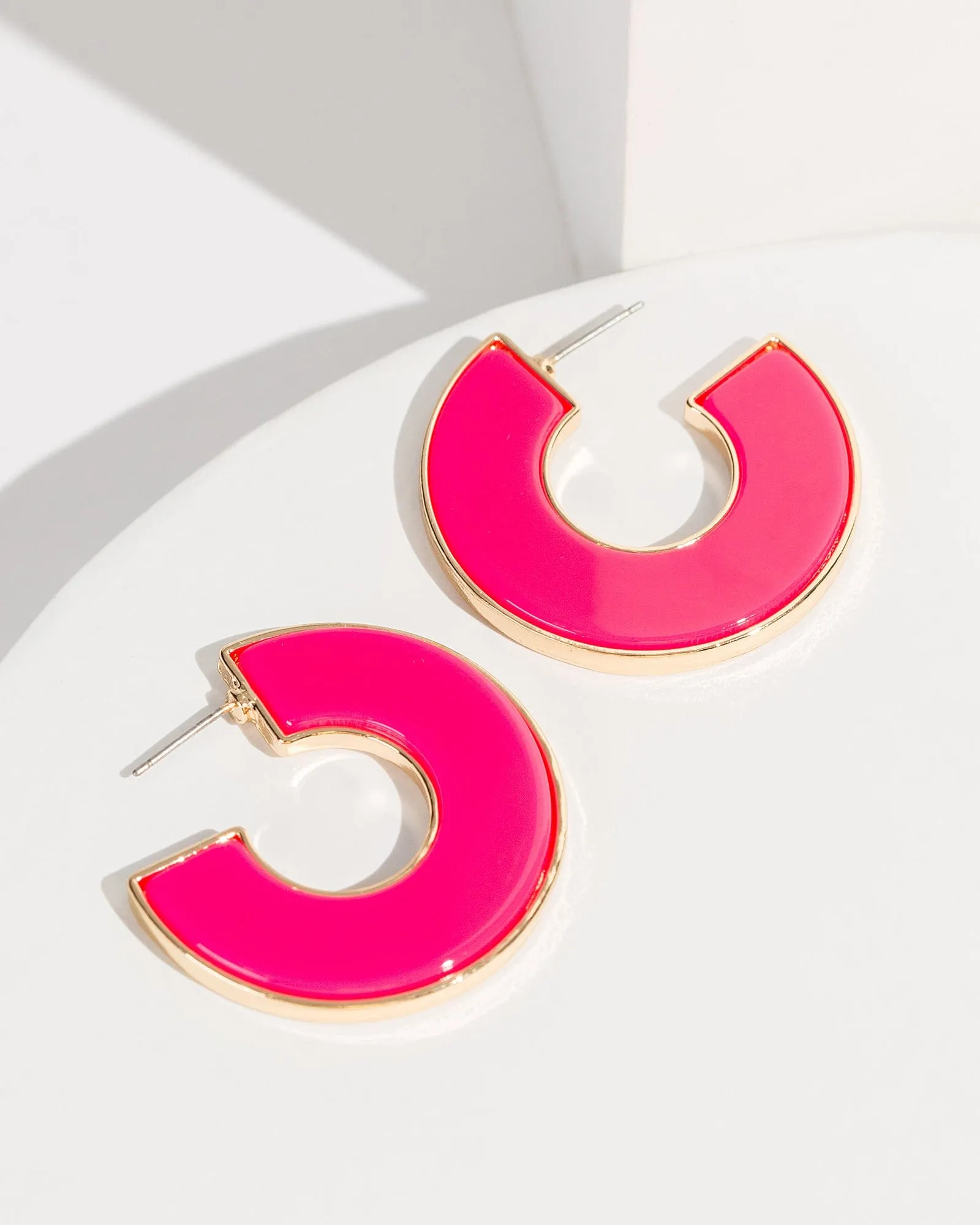 Pink Chunky Hoop Earrings sold by Collete Hayman