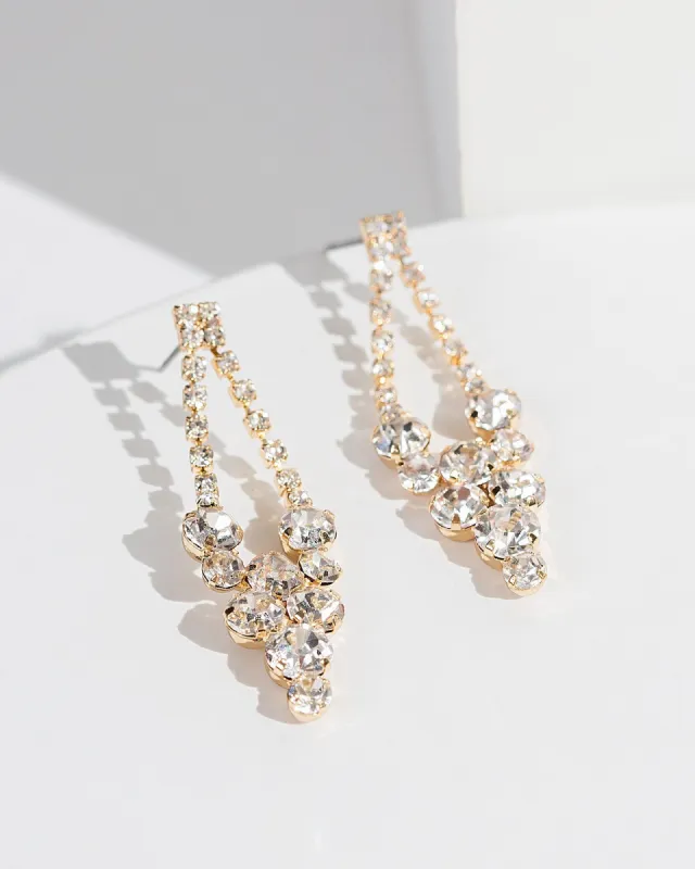 Gold Crystal Cluster Earrings sold by Collete Hayman