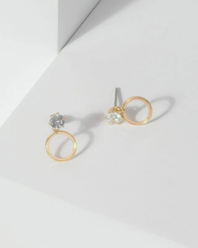 Gold Cubic Zirconia Circle Stud Earrings sold by Collete Hayman