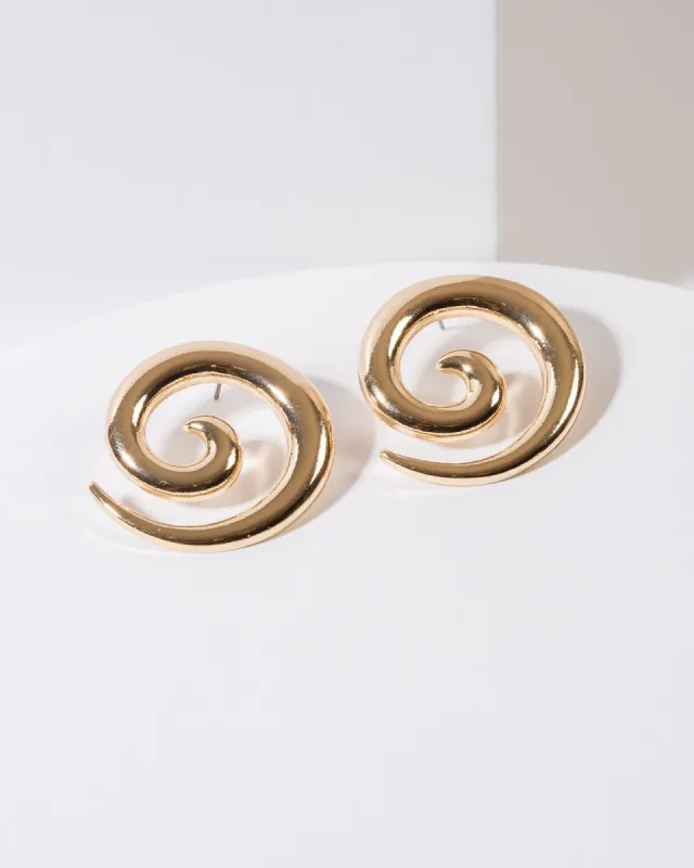 Gold Chunky Swirl Stud Earrings sold by Collete Hayman