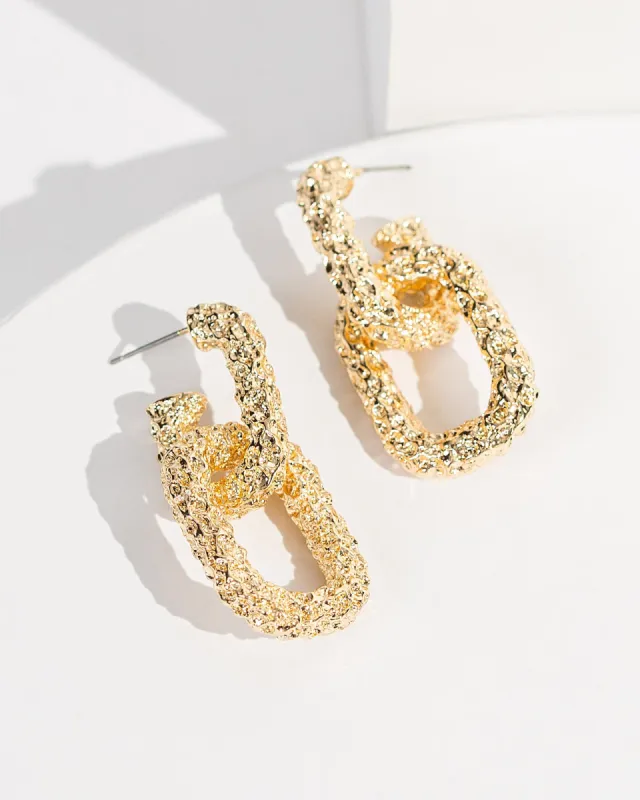 Gold Organic Textural Chain Link Earrings sold by Collete Hayman