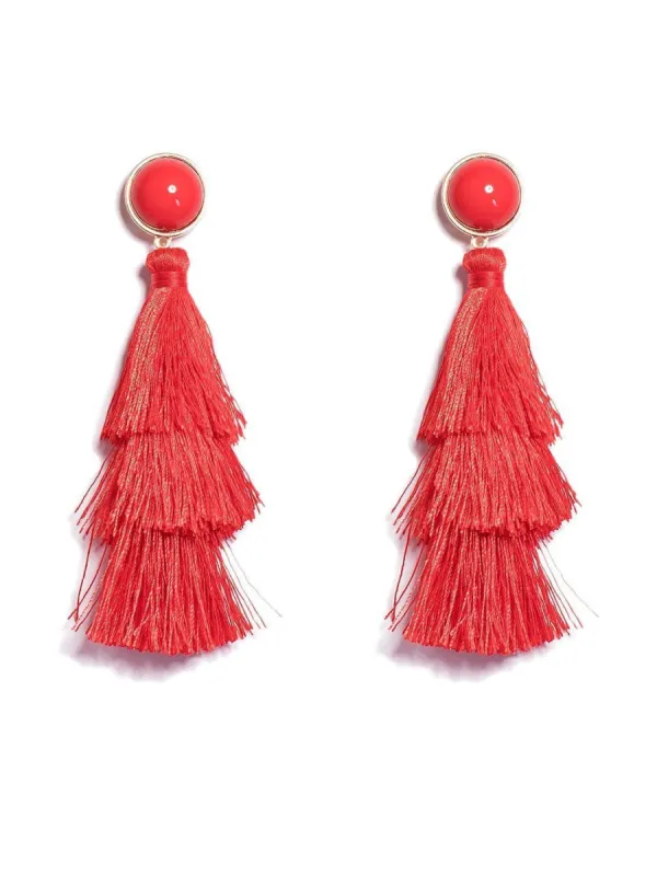 Triple Layer Tassel Statement Earrings sold by Collete Hayman