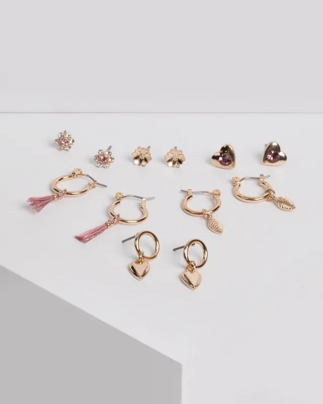 Gold Mini Leaf Multi Earring Set sold by Collete Hayman