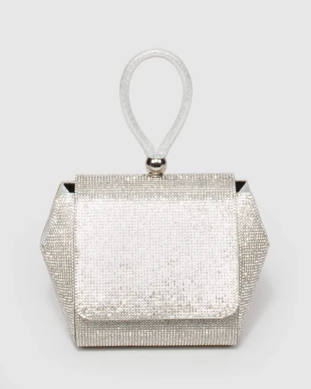 Silver Oralie Crystal Pouch Bag sold by Collete Hayman