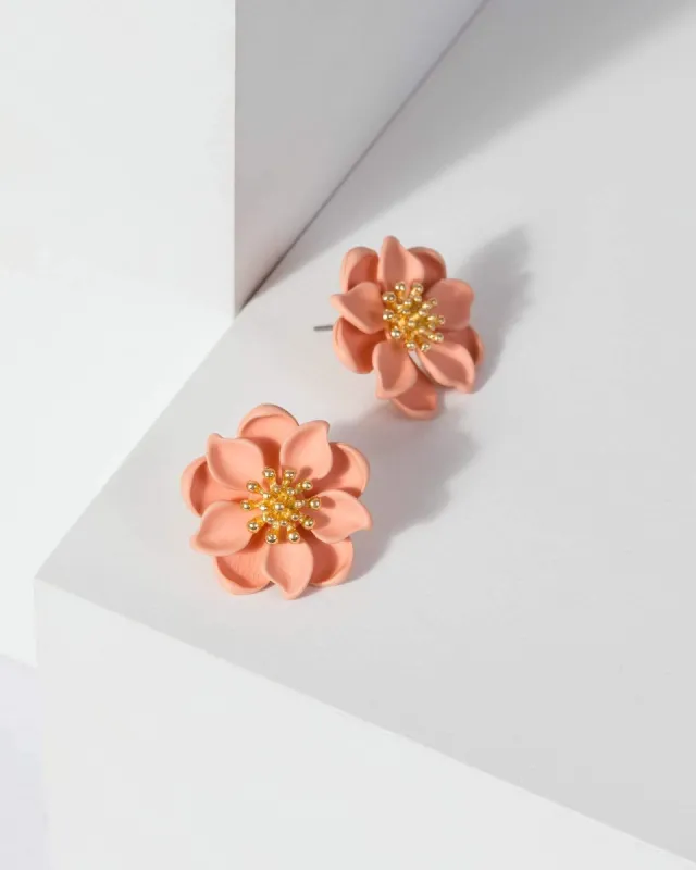 Pink Flower Statement Stud Earrings sold by Collete Hayman