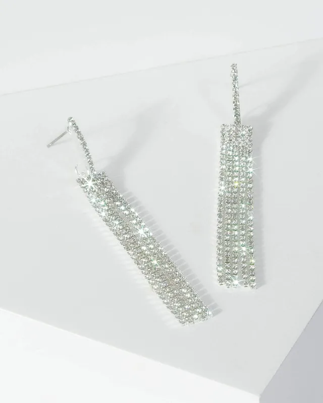 Silver Diamante Tassel Drop Earrings sold by Collete Hayman