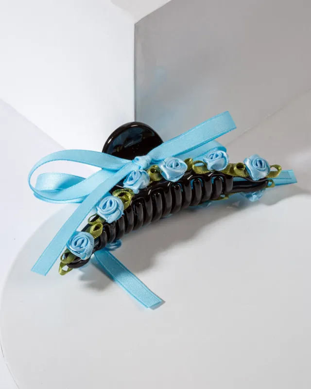 Blue Rosette And Bow Detail Claw Clip sold by Collete Hayman
