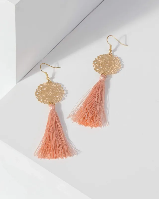 Pink Filigree Tassel Drop Earrings sold by Collete Hayman