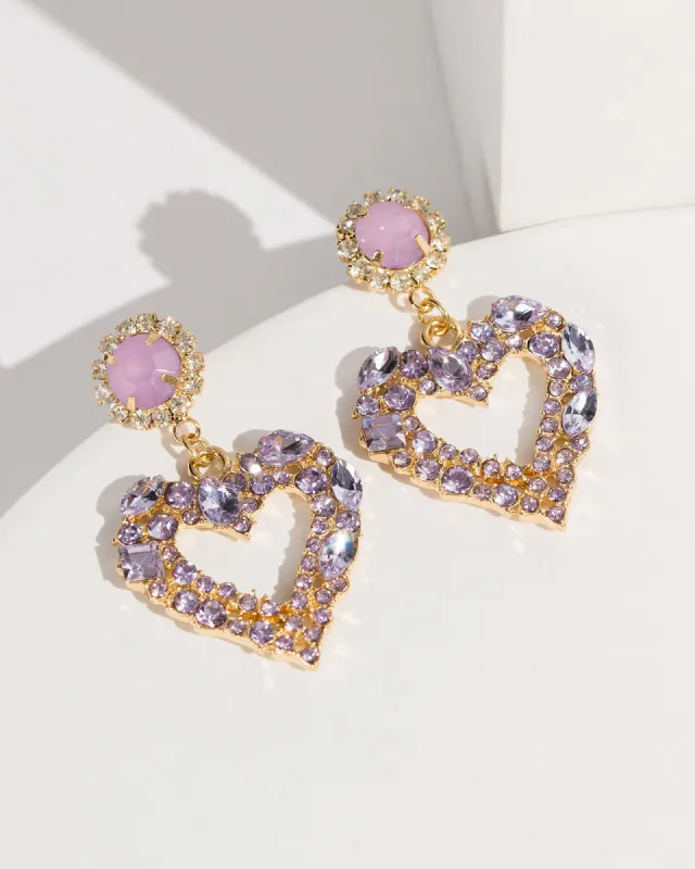 Purple Crystal Cluster Heart Earrings sold by Collete Hayman