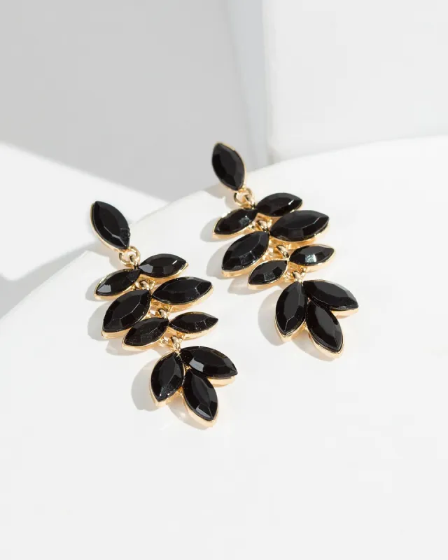 Black Crystal Ellipse Drop Earrings sold by Collete Hayman