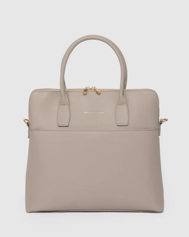 Taupe Dominique Laptop Bag sold by Collete Hayman