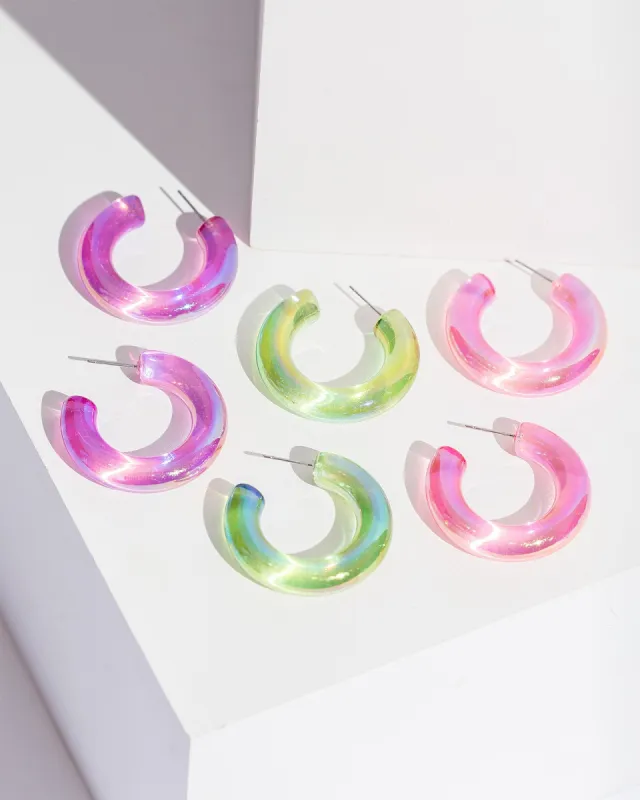 Multi Colour Translucent Hoop Earring Pack sold by Collete Hayman