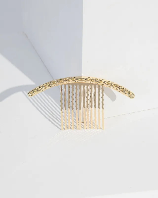 Gold Metal Indented Look Hair Comb sold by Collete Hayman