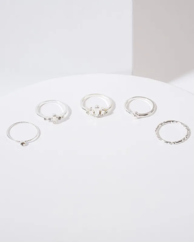 Silver 5 Pack Multi Crystal Rings sold by Collete Hayman