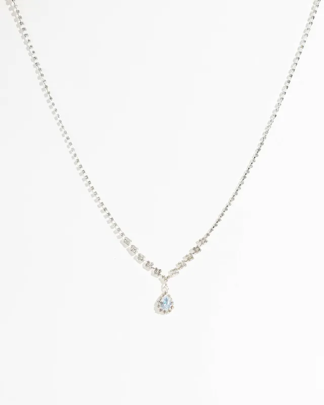 Silver Crystal Tear Drop Cup Chain Necklace sold by Collete Hayman