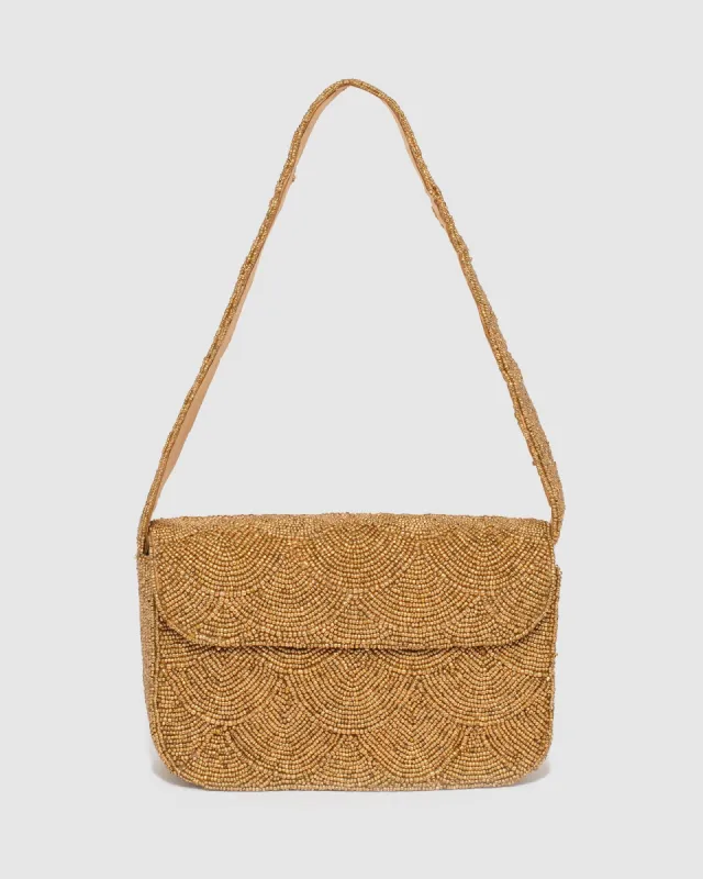 Gold Beaded Baguette Bag sold by Collete Hayman