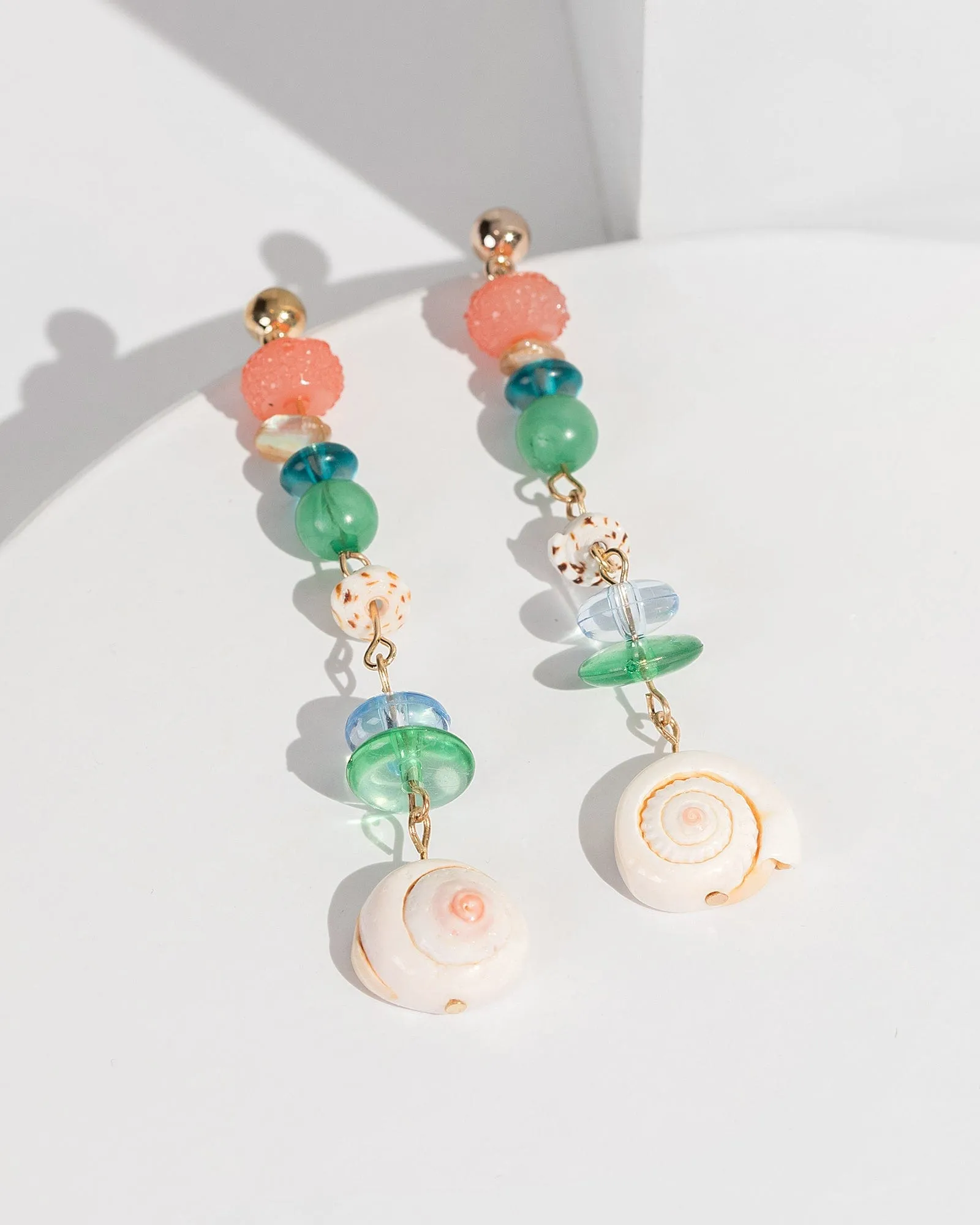 Brown Shell And Beads Drop Earrings sold by Collete Hayman