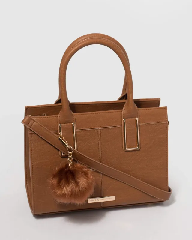 Tan Smooth Stef Pom Pom Mini Bag sold by Collete Hayman