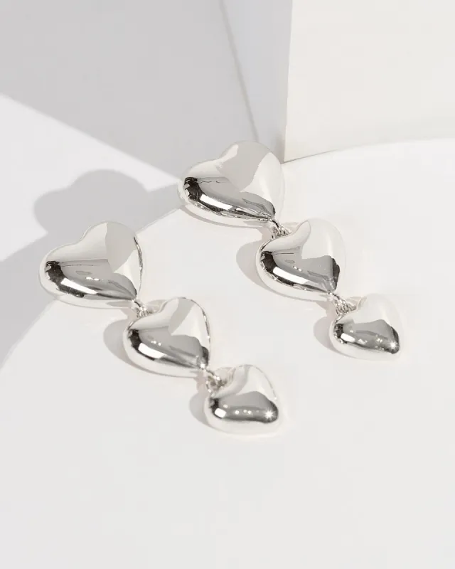 Silver 3 Hearts Drop Earrings sold by Collete Hayman