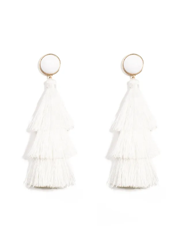 Triple Layer Tassel Statement Earrings sold by Collete Hayman
